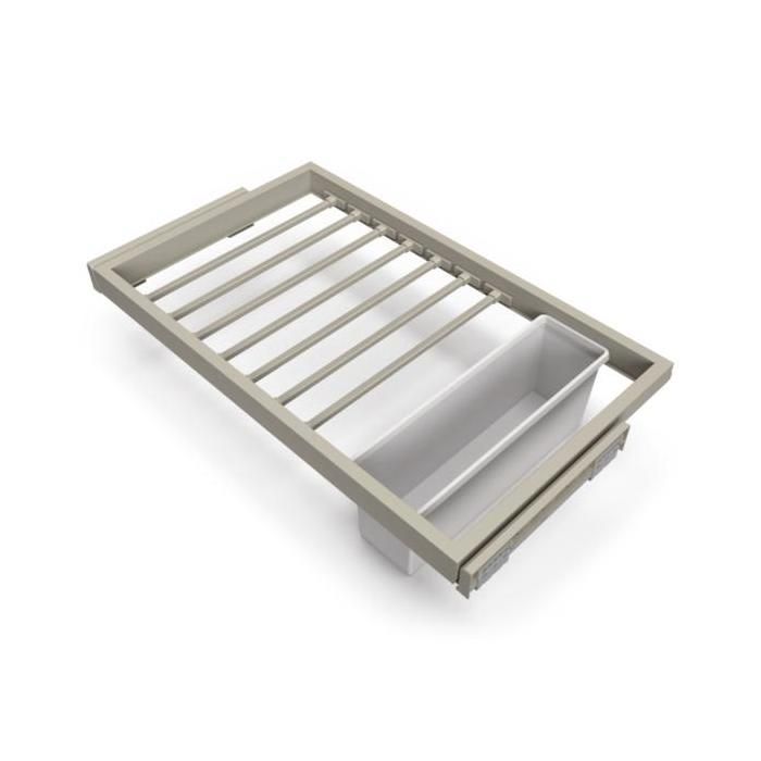 Emuca Kit de 7 porte-pantalons 1 plateau et 1 cadre coulissant à fermeture douce pour armoires réglable module 800mm Gris
