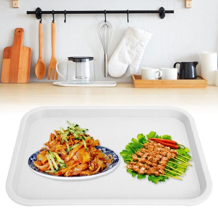 Lot De 24 Plateaux Rectangulaires En Plastique Antidérapant - 36x27x2 Cm - Pour Fast-food, Cantine, Cafétéria - Blanc