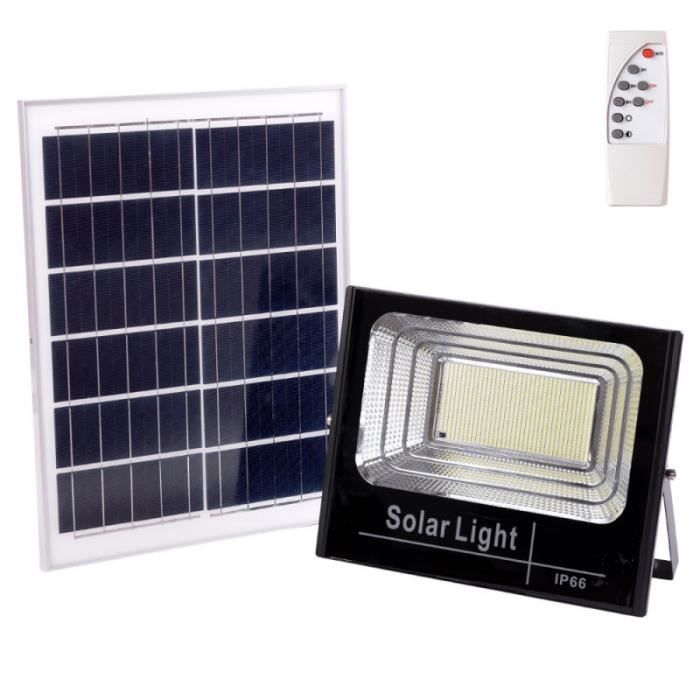 projecteur solaire led 200 w 4000 k panneau : 6 v/20 w batterie : 3,2 v/15 000 mah télécommande [ho-solarfl-200w-01-w]