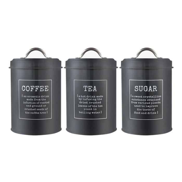 Set de 3 boites à thé, café, sucre en acier couleur créme