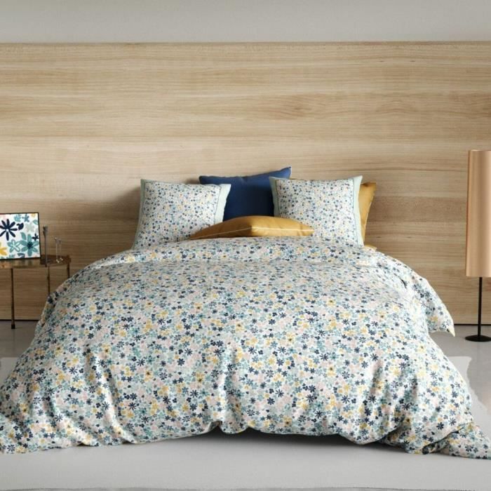 Parure de drap 240x300 4 pièces - HOUSSE DE RÊVE - Mani - Bleu - Naturelle - Chambre