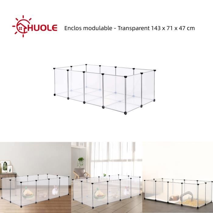 Comparer les prix de HUOLE Enclos modulable - Transparent 143 x 71 x 47 cm - Parc pour petits animaux lapin, hérisson ou cochon d'Inde