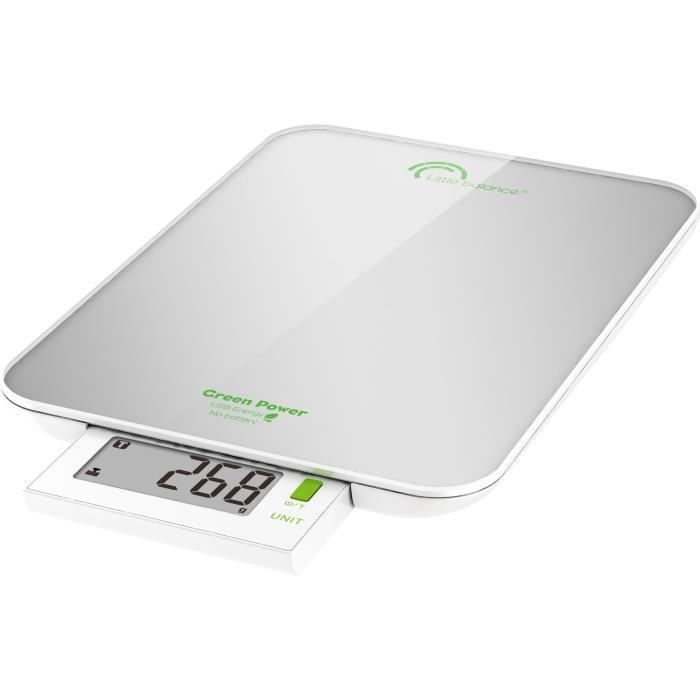 little balance 8183 slide 6 usb silver, balance de cuisine sans pile, rechargeable usb, 6 kg / 1 g, ecran rétractable, silver