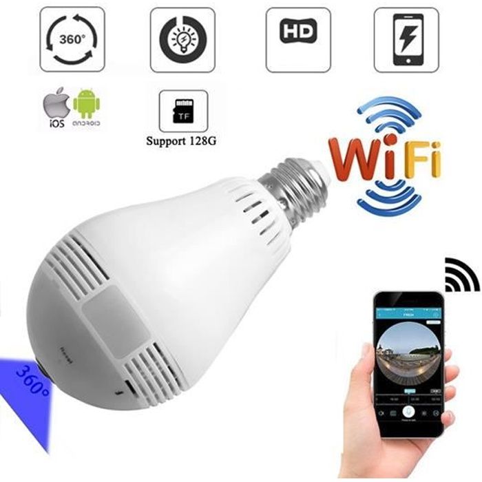 Camera ampoule WiFi espion HD panoramique 360°