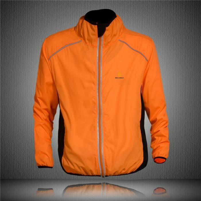 Blouson Veste de vélo Homme respirant protégeant du vent. maillot cycliste manche longue.Orange