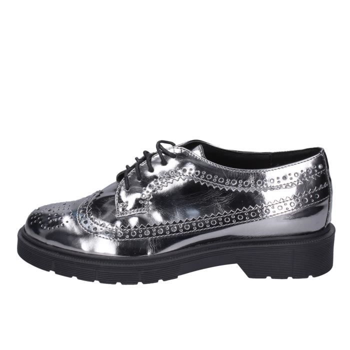 Derby Femme en Cuir Argent IL LA Pointure EU 36 Talon 3 cm Lacee Hiver