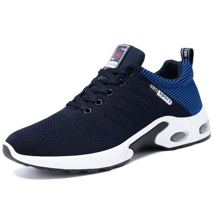 Basket Homme - Chaussures de Course Running Masculines Respirante - Noir Bleu