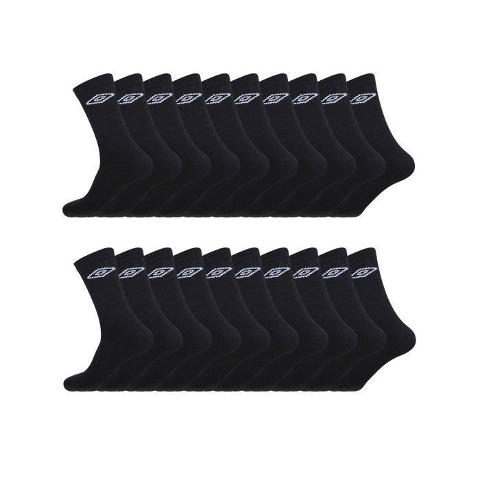 Umbro Chaussettes Homme Chaussette Haute Homme (Lot de 20) - Noir