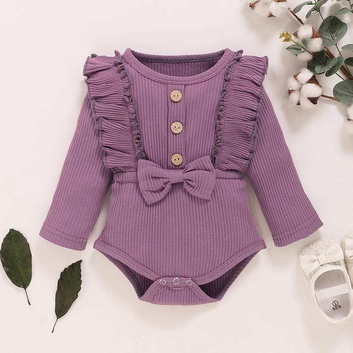 Body Bebe Nouveau Ne A Manches Longues A Volants Violet Violet Cdiscount Pret A Porter
