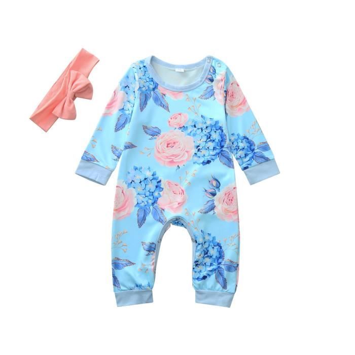 Body Bébé Fille Solide Barboteuse Short Imprimé Floral