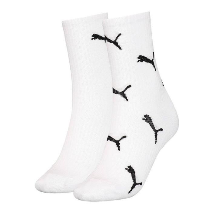 PUMA 2Pck Cat Logo Chaussettes Blanches Pour Femmes - EU 35-38