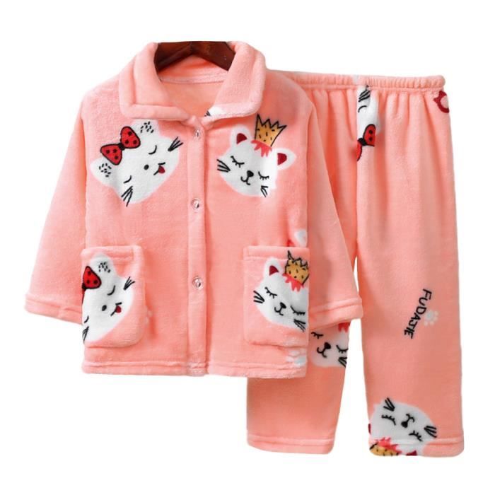 Pyjama Enfant 2 Pièces Manches Longues - Doux Et Chaud - Tenue De Nuit Ou Loisirs Maison
