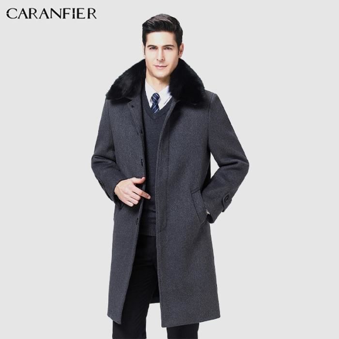 Manteau - caban,Manteaux en mélange de laine noire pour hommes,Vintage