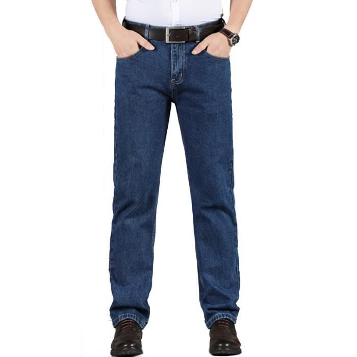 Jean Homme,Jeans Homme Regular en Coton Coupe Droite,Classique Pantalon Homme Jeans pour Orintemps et Automne-Bleu Foncé