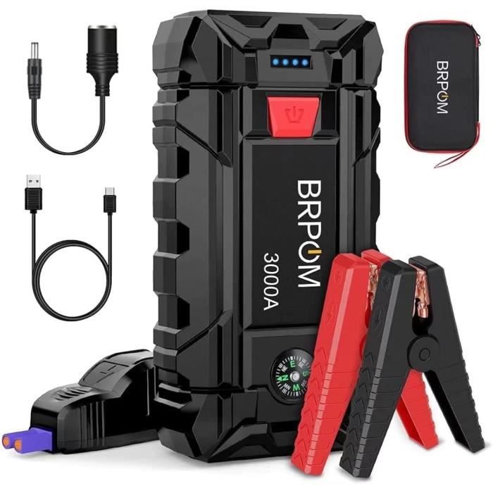 BRPOM Booster Batterie 3000A 26800mAh Démarreur de Batterie Portable Jump Starter pour Véhicule ( Jusqu'à 10L Gaz ou 8.0L Gazole)