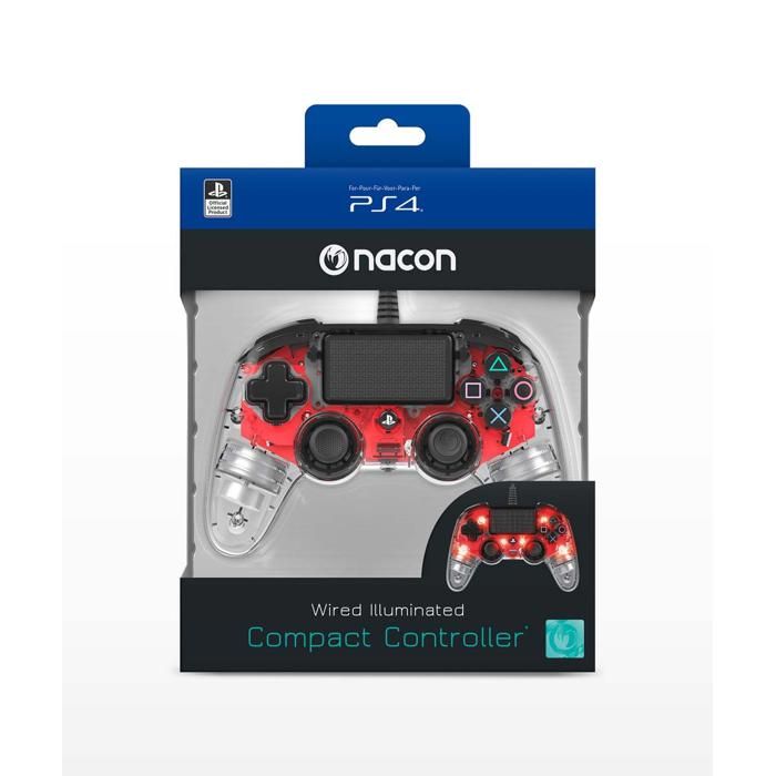 Manette filaire Compact Controller Nacon transparente rouge pour PS4 compatible PC Manette filaire Compact Controller Nacon transparente rouge pour PS4 compatible PC