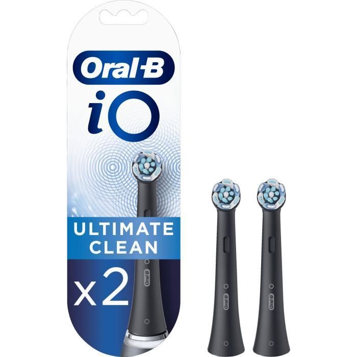 Brossettes de Rechange Oral-B iO Ultimate Clean - Pack de 2 - Elimination de la plaque dentaire - Noir