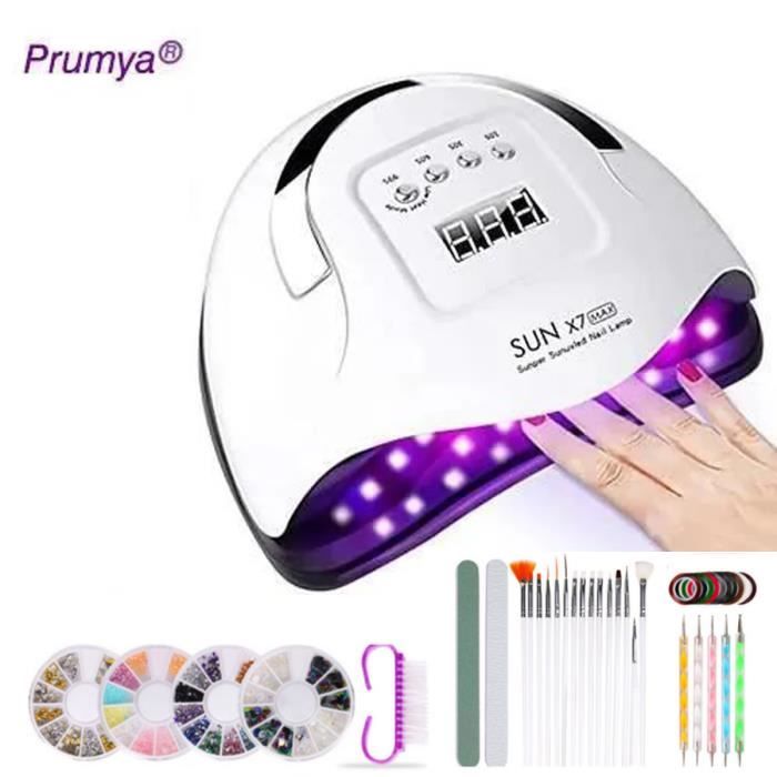 Lampe UV Sèche Ongles PRUMYA - 180W UV LED Professionnel Automatique - 4 Minuteries 10/30/60/99S - Blanc