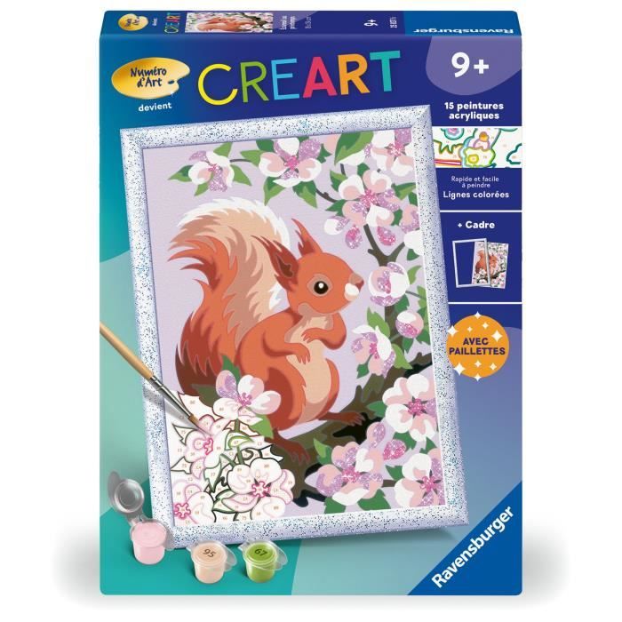 CreArt Kids 18x24cm Écureuil au printemps Kit de peinture par numéros Numéro dArt Dès 9 ans 25837 Ravensburger