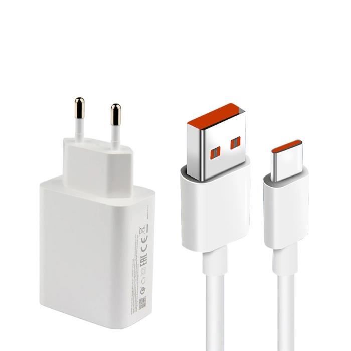 Chargeur Xiaomi Chargeur Rapide 45W USB-C Pour Xiaomi Redmi - Câble 2m 6A Inclus | Compatible Note 14 Pro, POCO X7 Chargeur Rapide Usb-c 45w