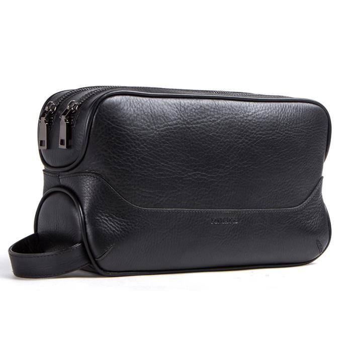 Rockible Sac à Main Homme Portefeuille Grande Capacité Avec Dragonne Et Serrure - Noir