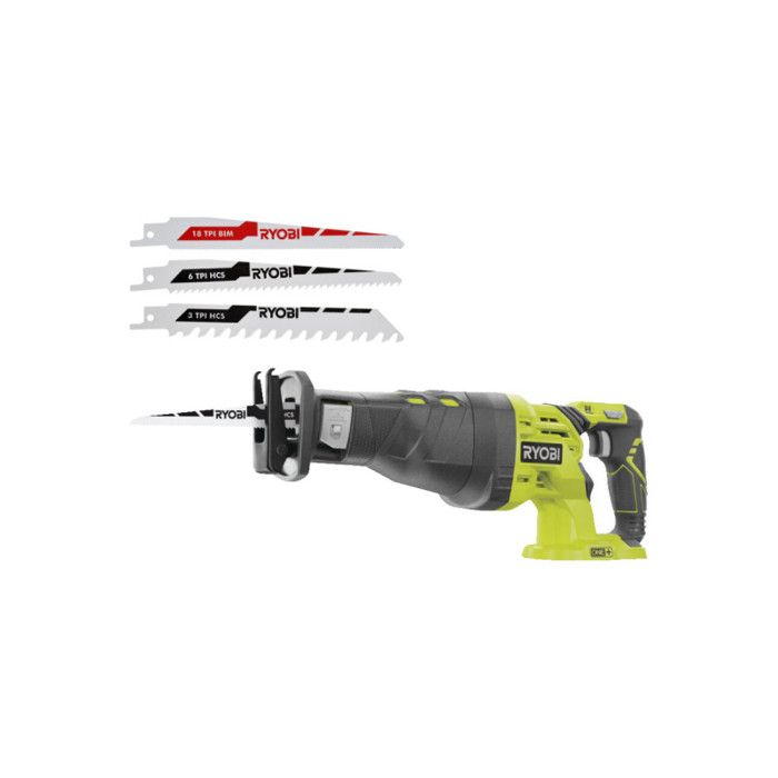 Pack RYOBI Scie sabre R18RS 0 18V One+ sans batterie ni chargeur Lot de 3 lames RAK3RBWM spéciales scie sabre