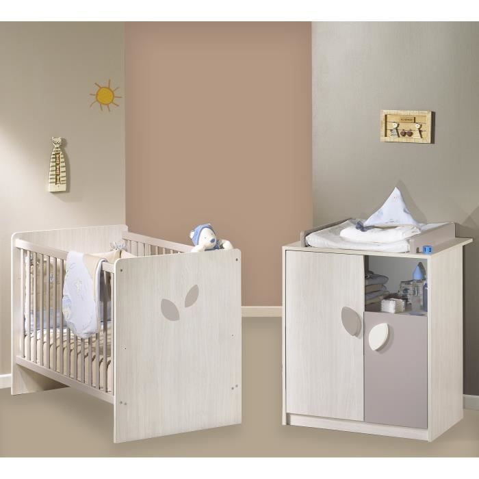Chambre Sauthon Leaf Frene Blanc Et Taupe Lit 6 Cdiscount Puericulture Eveil Bebe