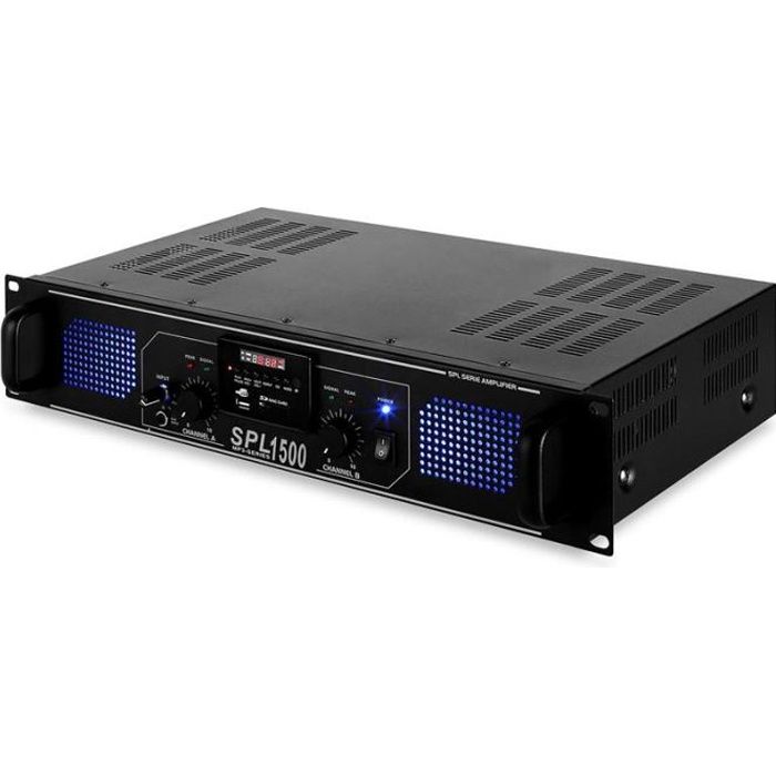 2X 1000 Watts Amplificateur professionnel Bluetooth id/éal entreprises Skytec SPL2000BTMP3 technologie sans fil Bluetooth USB et carte SD fonction MP3 concerts restaurants