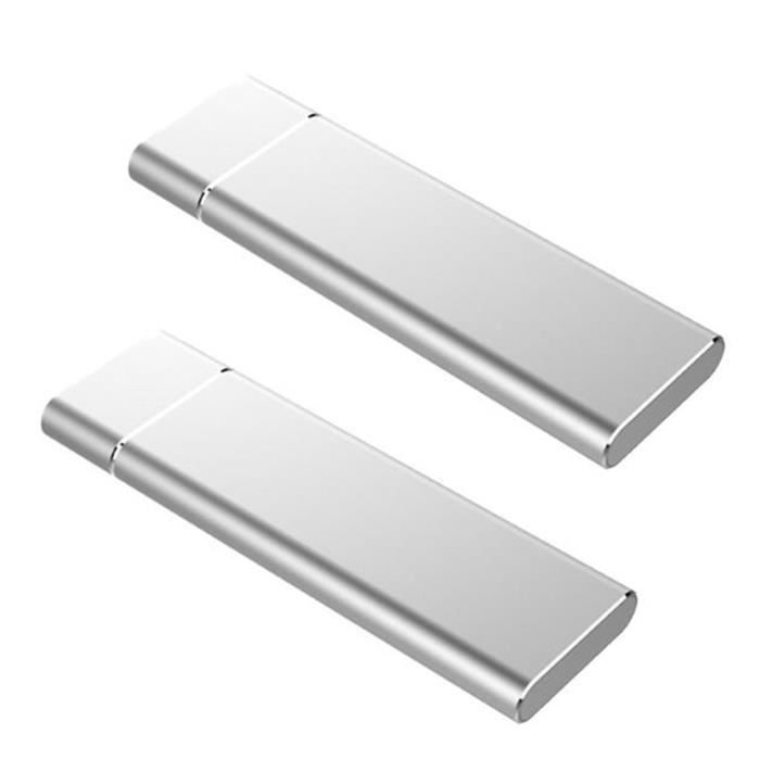 Disque Dur Externe 2 to Ultra Slim Portable Disque Dur USB 3.1 HDD pour PC Ordinateur de Bureau 2TB, Silver 