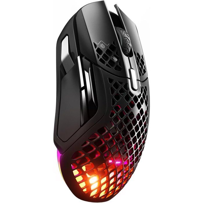 SteelSeries Aerox 5 Wireless - Souris gaming perforée RGB - Design ultra-léger et étanche - 9 boutons - Bluetooth/2.4 GHz - Capteur optique TrueMove Air 18K DPI