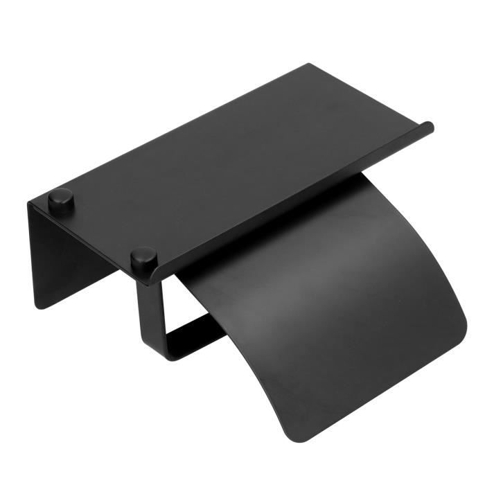 WENRERO Porte-Rouleau de Papier Toilette en Acier Inoxydable 28*10*3.5cm Support pour Porte Papier Cuisine Devidoir Essuie Tout Mural Adhesif Support pour Rouleau de Cuisine pour Salle de Bain, Noir
