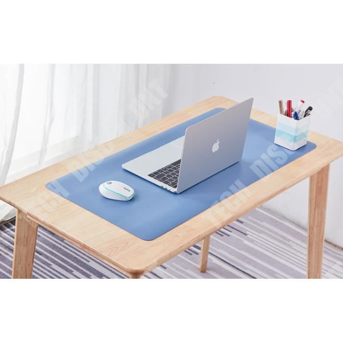 TD® Sous-Main de Bureau/ Double Face en PU Cuir Synthétique/ 120*60 cm/ Épais Couleur Pur Imperméable/ Tendance et Classe BLEU