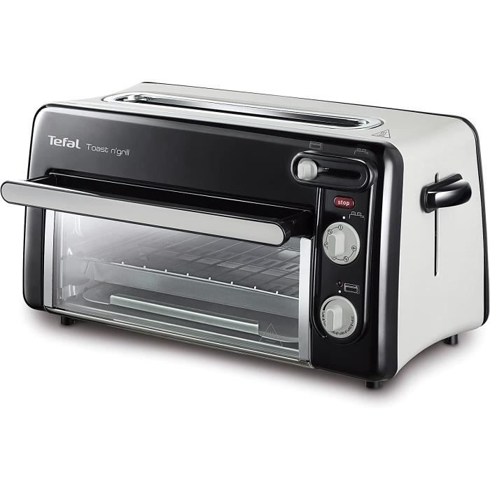 Tefal Toast n 'Grill TL6008 | Grille-pain et mini-four 2 en 1 | Tres econome en energie et rapide | 1300 watts | Noir / alumi