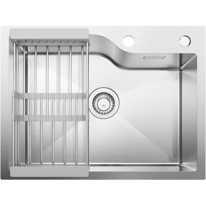 Évier Cuisine - HOMEWELL - 1 Bac - Inox - 50 X 40 X 20 Cm - Galvanoplastie - Bricolage