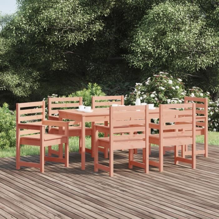 Ensemble Salon De Jardin 7 Pièces – Table + 6 Chaises – Bois D'acacia Massif – Tissu Blanc Crème – Pliable – Dimensions Table 160x85x75 Cm – Pour Terrasse, Jardin