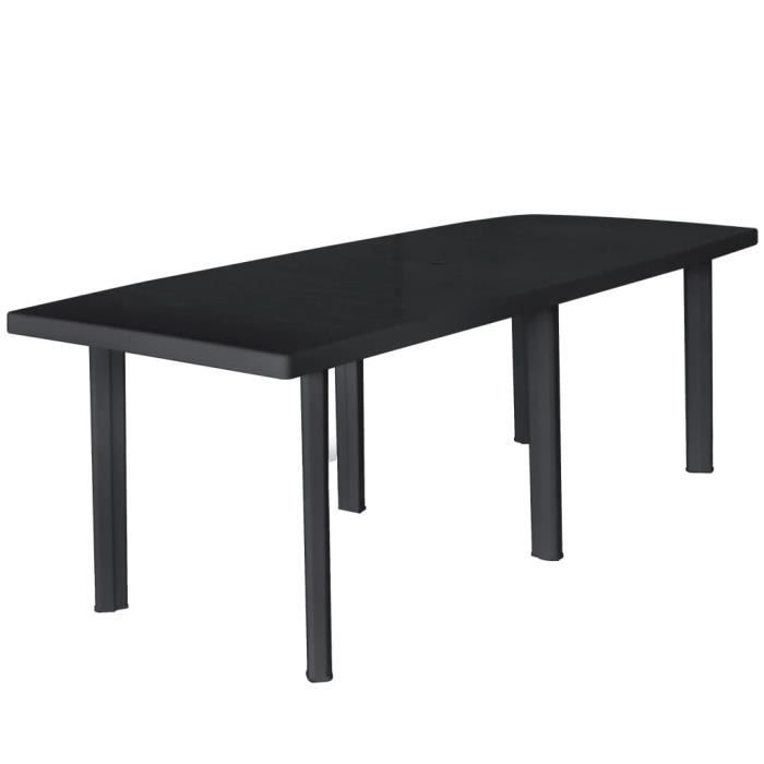 Table de jardin - VINGVO - Anthracite - Plastique - 216x90x72 cm