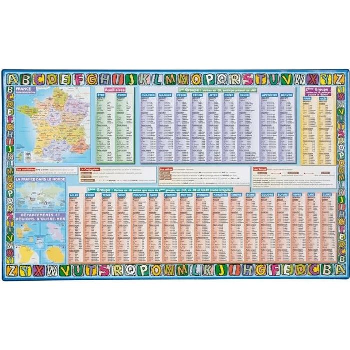 Viquel - Sous main bureau spécial conjugaison - Protection bureau - Bleu
