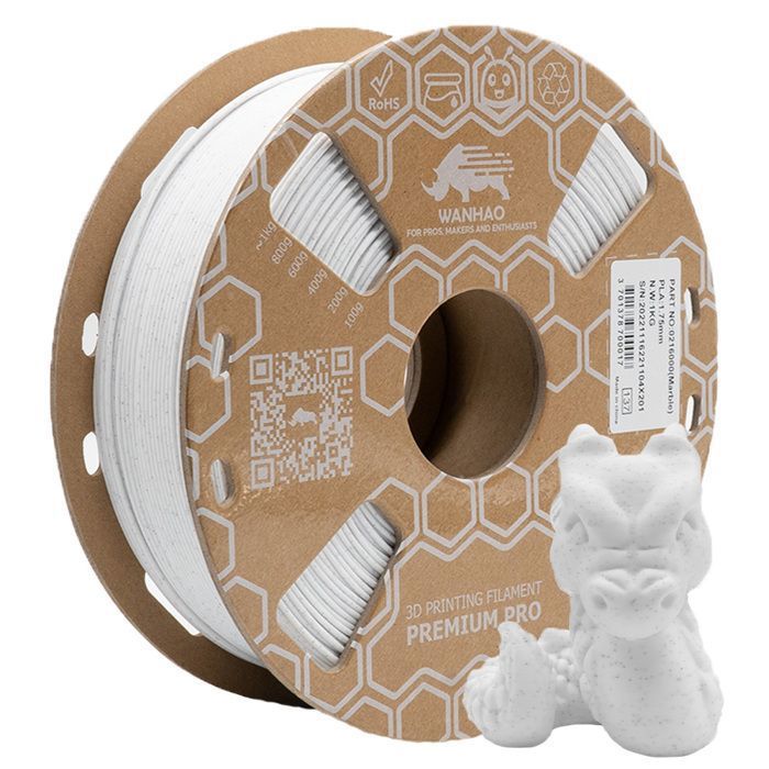 WANHAO Filament PLA Premium  Marbre 1kg 1.75mm pour imprimante 3D - Gris - Technologie FDM 