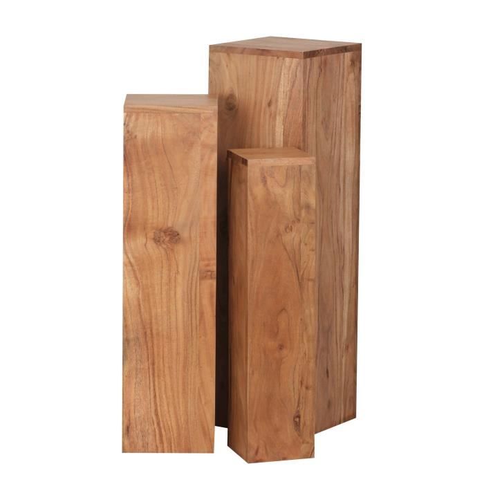 table d'appoint en bois massif wohnling wl1.567 - ensemble de 3 colonnes décoratives