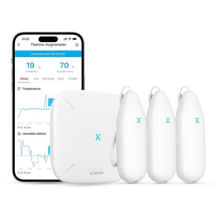 Comparer les prix de Thermomètre Hygromètre WiFi - X-SENSE - STH54 - Précision ±0,2°C - Notifications Smartphone - Portée 500m
