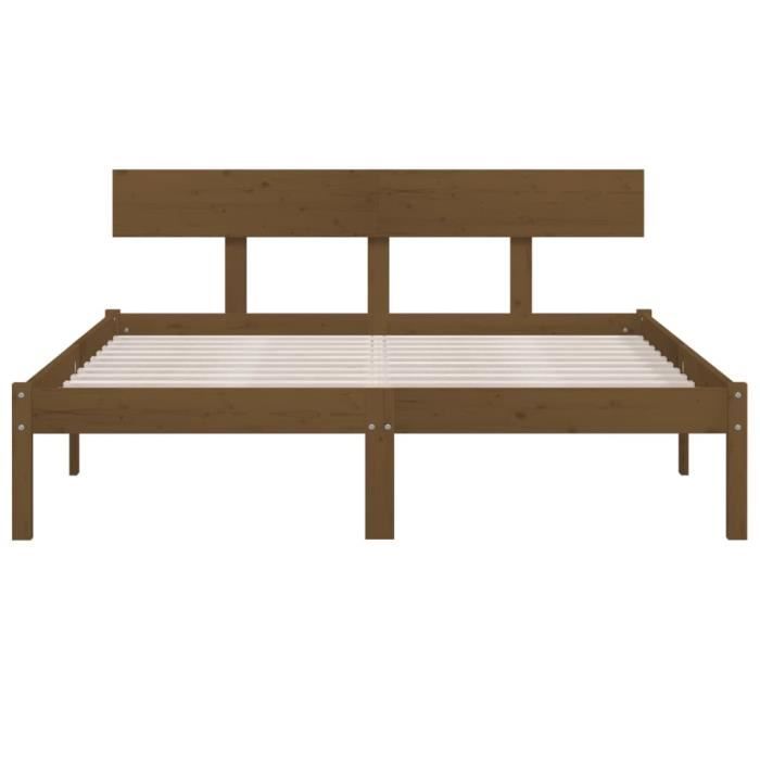 fhe - meubles - cadre de lit marron miel bois de pin massif 120x200 cm - dx1175