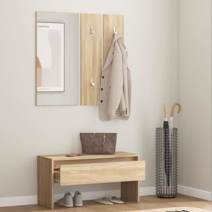 yosoo bancs coffres - ensemble de meubles de couloir chêne sonoma bois d'ingénierie - yos7734920189837 - fhe