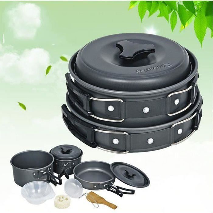 Kit Camping 6 Pièces Odoland - Casseroles Aluminium + Réchaud - Ultraléger Pour Randonnée