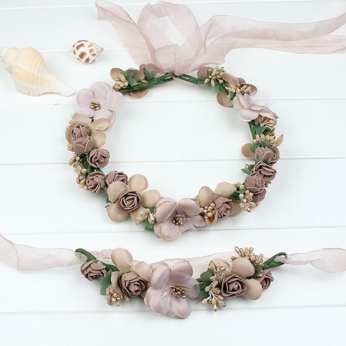 Bandeau Couronne De Fleurs Bohème Pour Femme – Serre-tête Mariée Fleurs Artificielles Réglable, Mariage & Fête