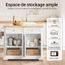Desserte Roulante SoBuy - 115x71x92cm Avec Plans Rabattables | Meuble Cuisine Salle à Manger Gris