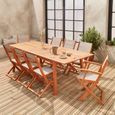 Salon de jardin en bois extensible - Almeria - Grande table 180/240cm avec rallonge. 2 fauteuils et 6 chaises. en bois d'Eucalyptus -1