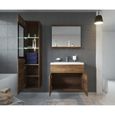 Ensemble Meuble de salle de bain Rio LED 60 cm lavabo Lefkas (marron) - Armoire de rangement-1