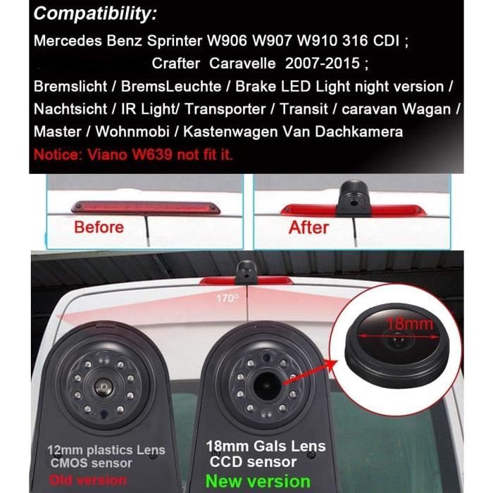 Caméra De Recul Vision Nocturne Pour Mercedes Benz Viano Vito W639 - Lampe De Frein Intégrée 2003-2014