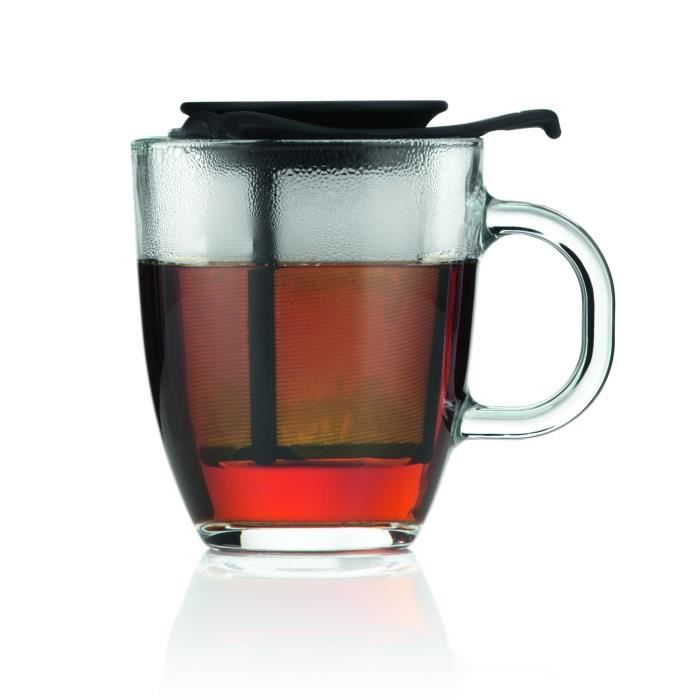Mug en Verre avec Filtre et Couvercle 0,35L - Tisanes et thés