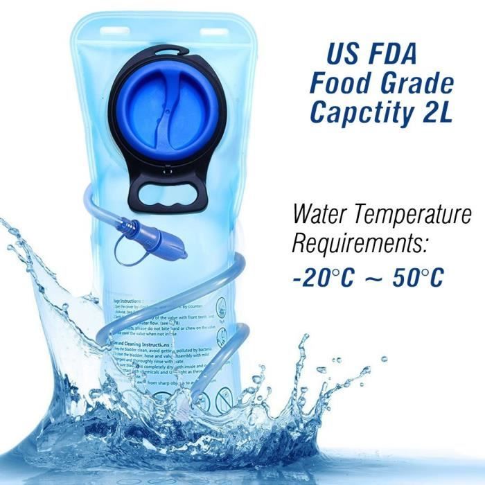 Poche à Eau Uktunu 2L Transparente – TPU Antibactérien, Sans BPA, Pour Vélo, Randonnée, Camping Et Escalade